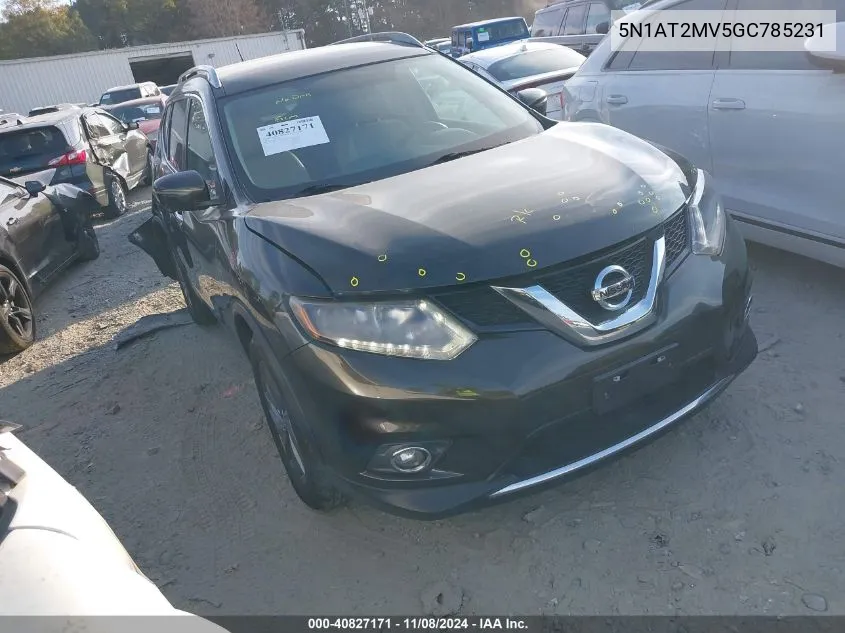 2016 Nissan Rogue Sl VIN: 5N1AT2MV5GC785231 Lot: 40827171