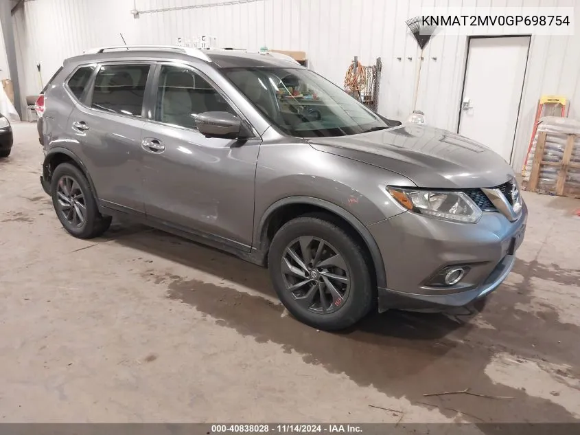 2016 Nissan Rogue S/Sl/Sv VIN: KNMAT2MV0GP698754 Lot: 40838028