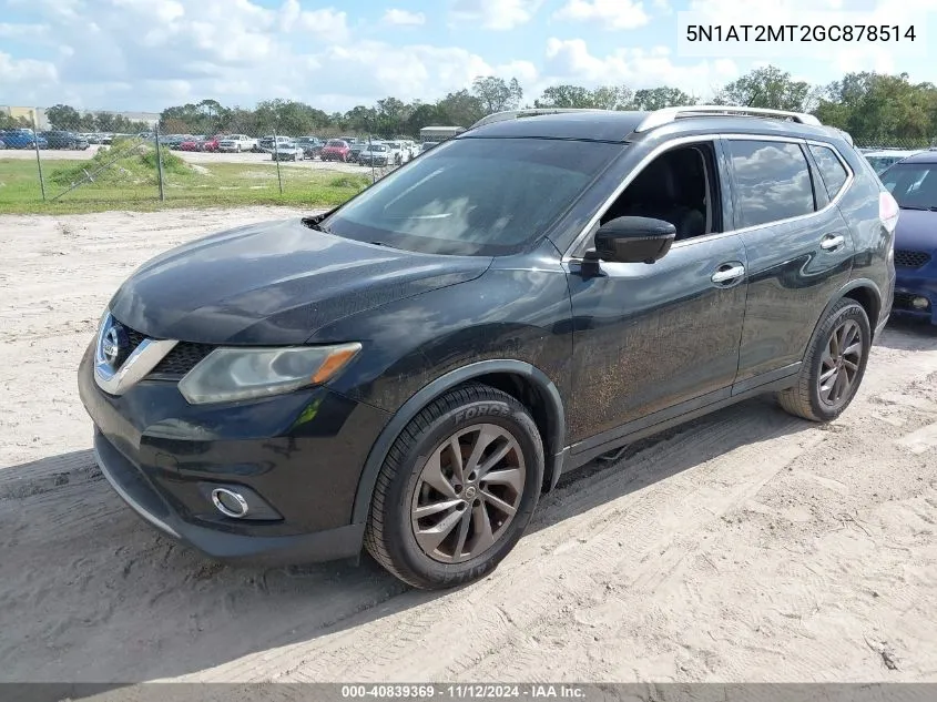 2016 Nissan Rogue Sl VIN: 5N1AT2MT2GC878514 Lot: 40839369