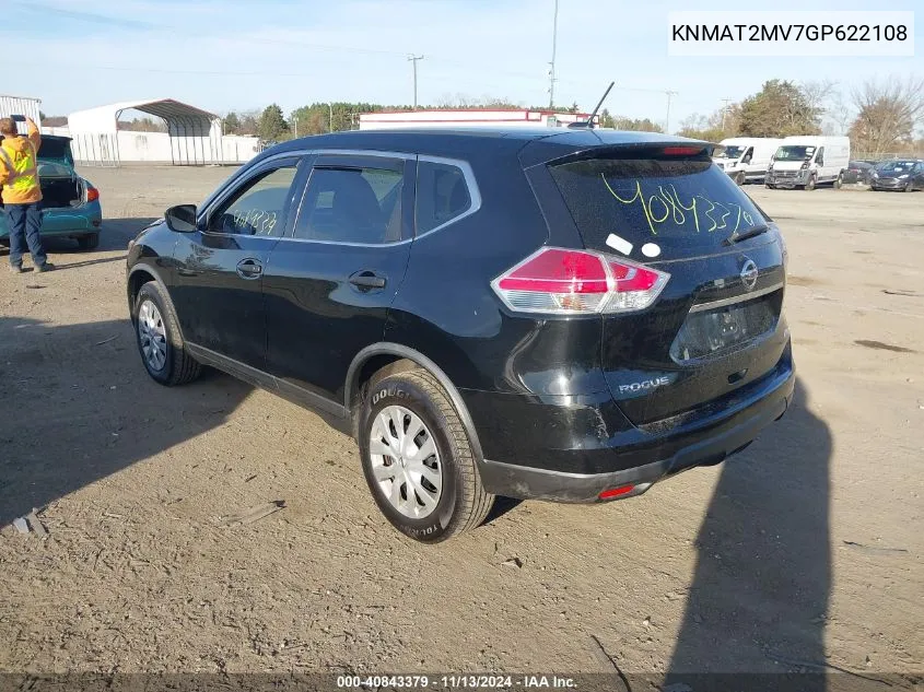 2016 Nissan Rogue S VIN: KNMAT2MV7GP622108 Lot: 40843379