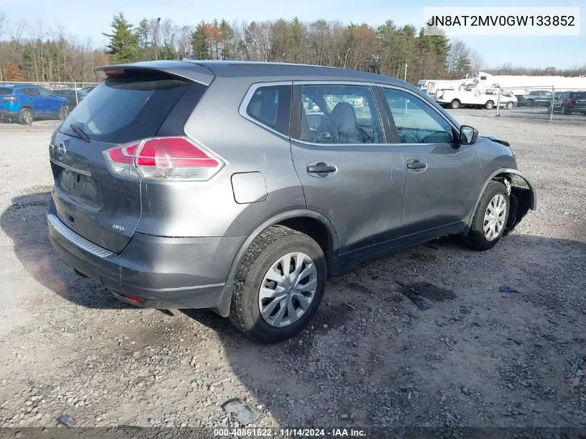 2016 Nissan Rogue S VIN: JN8AT2MV0GW133852 Lot: 40861522