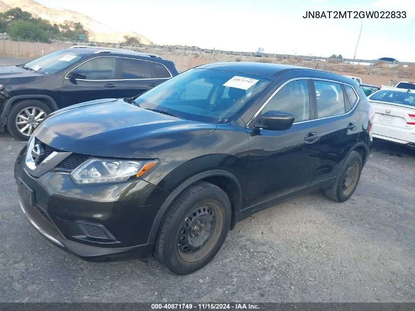 JN8AT2MT2GW022833 2016 Nissan Rogue S