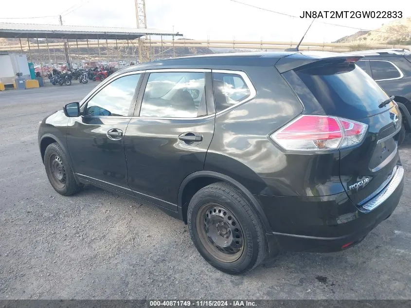 JN8AT2MT2GW022833 2016 Nissan Rogue S