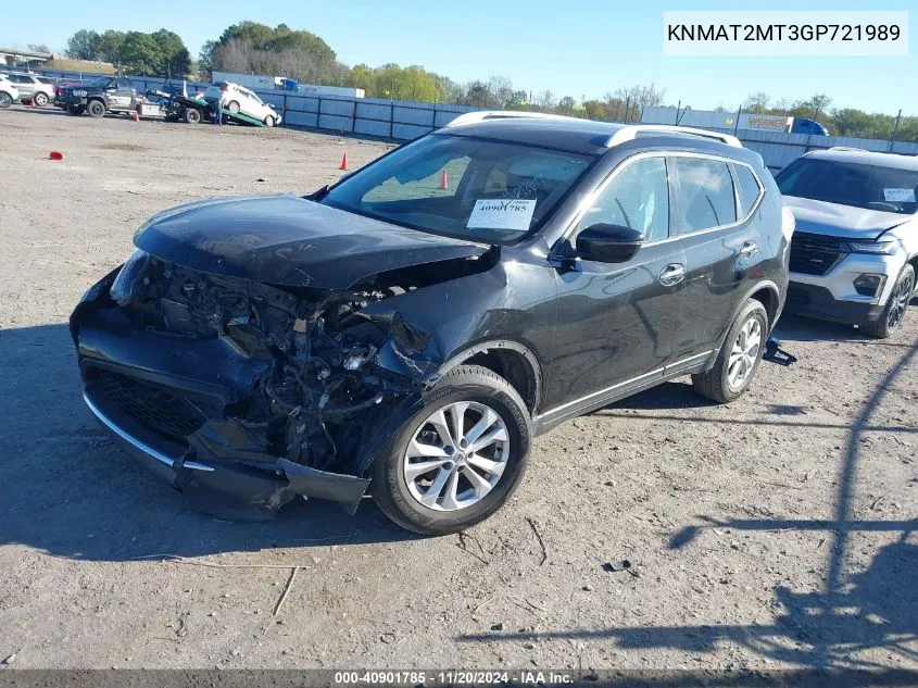 2016 Nissan Rogue Sv VIN: KNMAT2MT3GP721989 Lot: 40901785