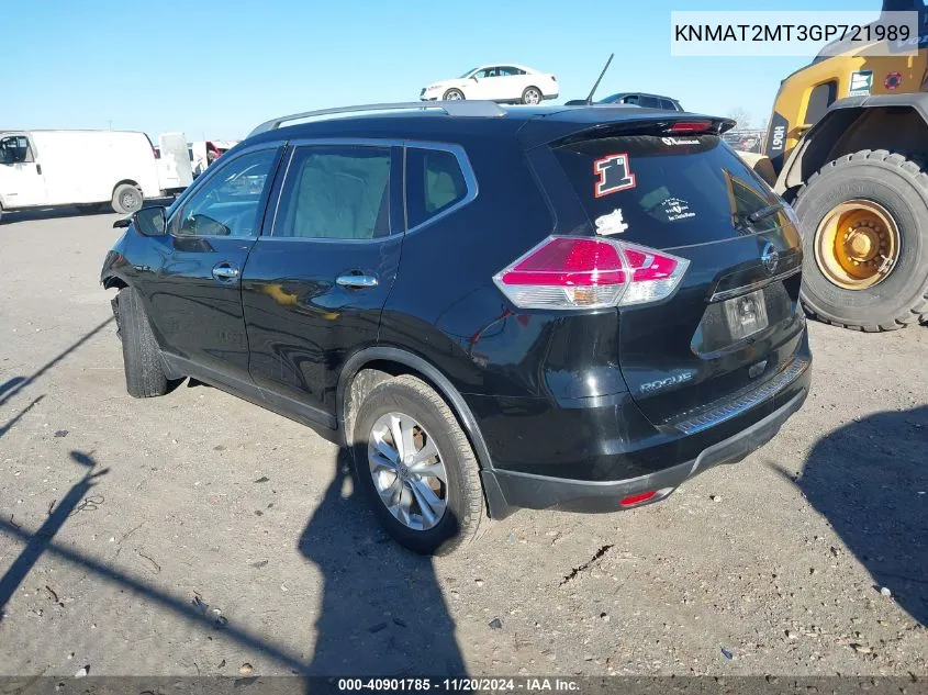 2016 Nissan Rogue Sv VIN: KNMAT2MT3GP721989 Lot: 40901785