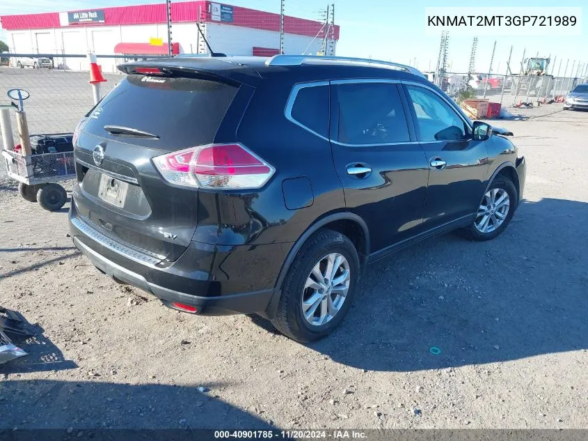 2016 Nissan Rogue Sv VIN: KNMAT2MT3GP721989 Lot: 40901785