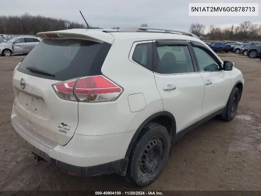 2016 Nissan Rogue S/Sl/Sv VIN: 5N1AT2MV6GC878713 Lot: 40904100