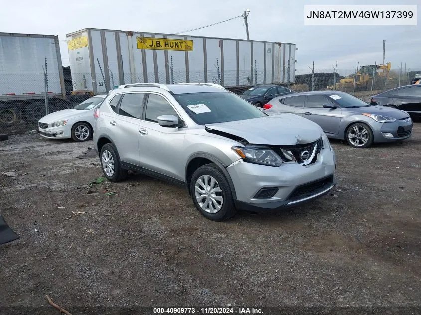 2016 Nissan Rogue S VIN: JN8AT2MV4GW137399 Lot: 40909773