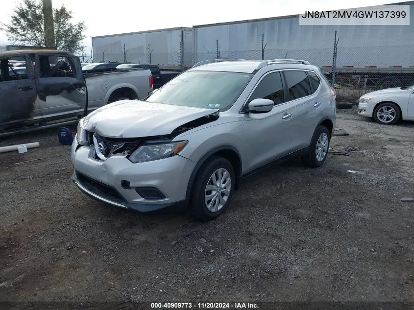 2016 Nissan Rogue S VIN: JN8AT2MV4GW137399 Lot: 40909773