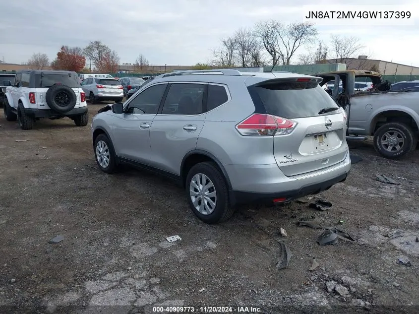 2016 Nissan Rogue S VIN: JN8AT2MV4GW137399 Lot: 40909773