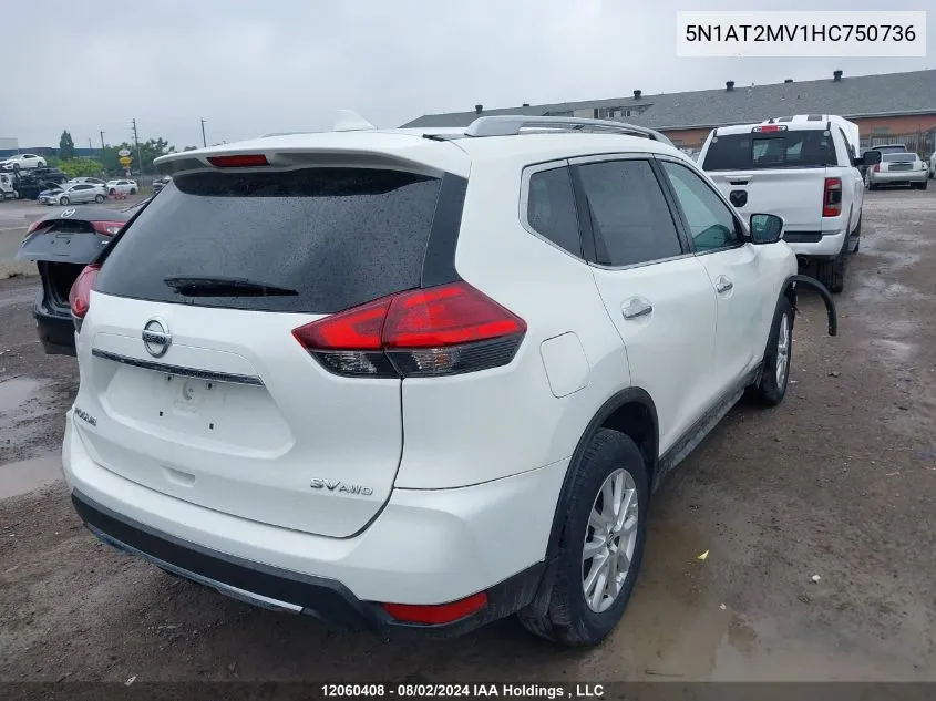 2017 Nissan Rogue VIN: 5N1AT2MV1HC750736 Lot: 12060408