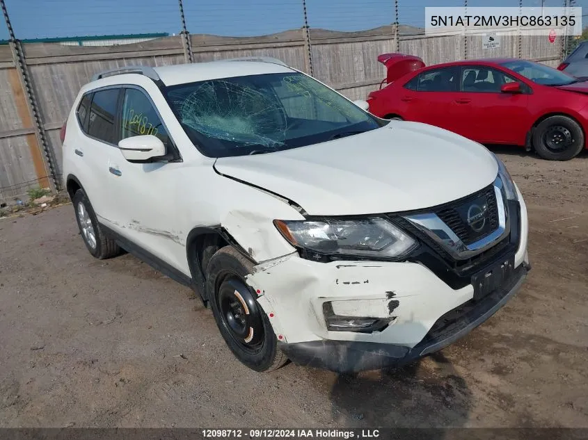 2017 Nissan Rogue VIN: 5N1AT2MV3HC863135 Lot: 12098712