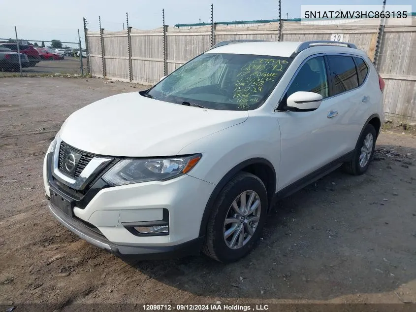 2017 Nissan Rogue VIN: 5N1AT2MV3HC863135 Lot: 12098712