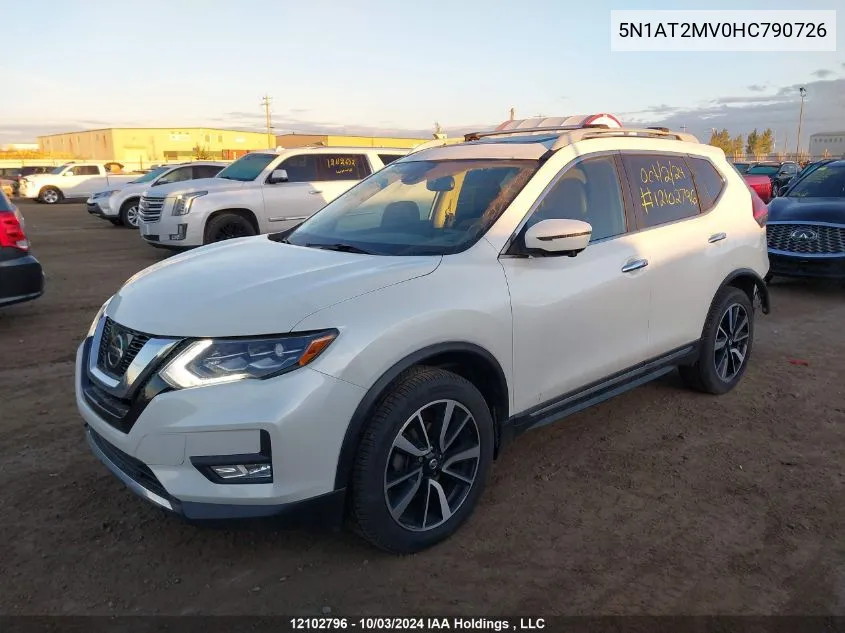 2017 Nissan Rogue Sv/Sl VIN: 5N1AT2MV0HC790726 Lot: 12102796