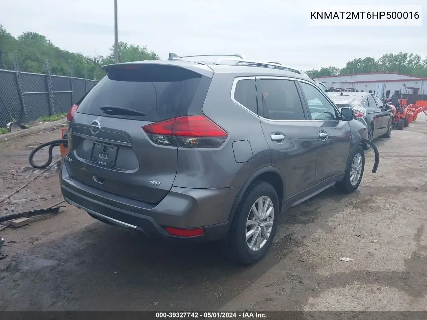 2017 Nissan Rogue Sv VIN: KNMAT2MT6HP500016 Lot: 39327742