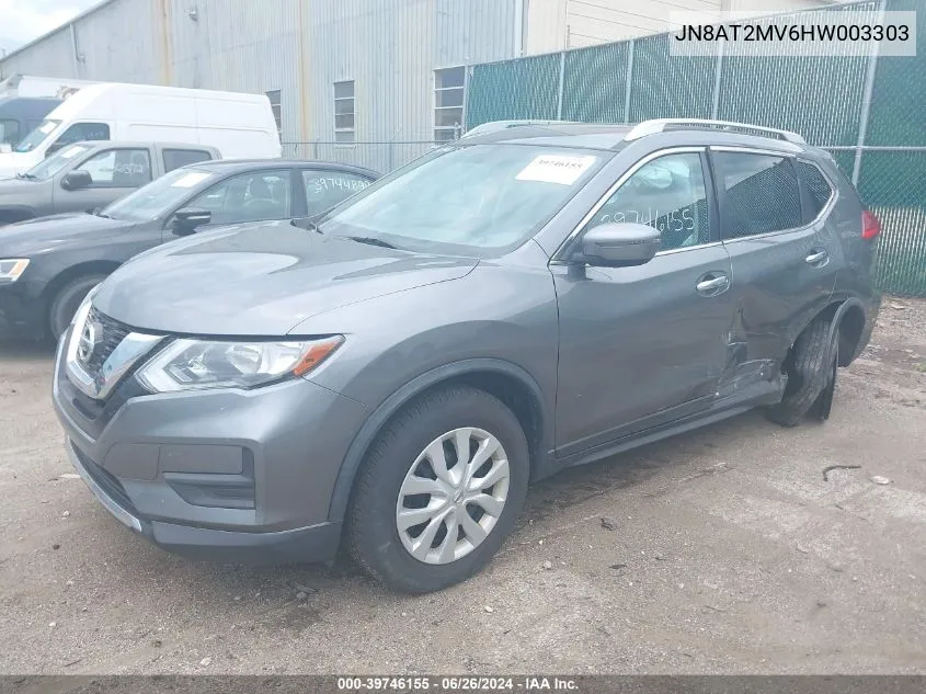 2017 Nissan Rogue S VIN: JN8AT2MV6HW003303 Lot: 39746155