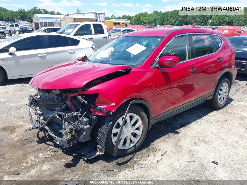 2017 Nissan Rogue S VIN: JN8AT2MT3HW406041 Lot: 39845749