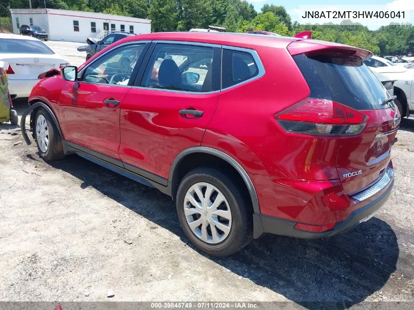 2017 Nissan Rogue S VIN: JN8AT2MT3HW406041 Lot: 39845749