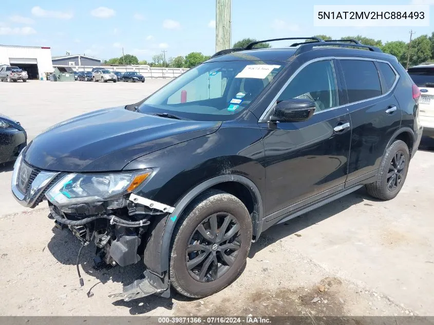 2017 Nissan Rogue Sv VIN: 5N1AT2MV2HC884493 Lot: 39871366