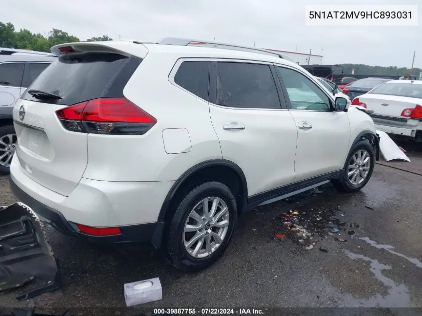 2017 Nissan Rogue Sv VIN: 5N1AT2MV9HC893031 Lot: 39887755