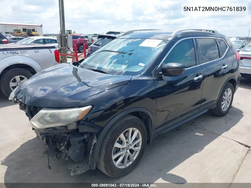 2017 Nissan Rogue Sv VIN: 5N1AT2MN0HC761839 Lot: 39891043