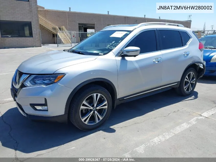 2017 Nissan Rogue Sl VIN: JN8AT2MV6HW280002 Lot: 39926367