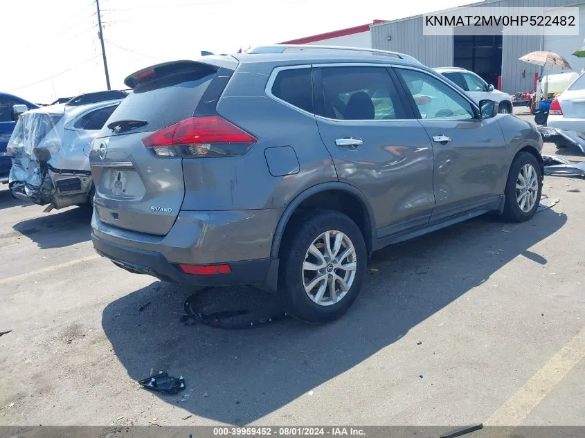 2017 Nissan Rogue Sv VIN: KNMAT2MV0HP522482 Lot: 39959452