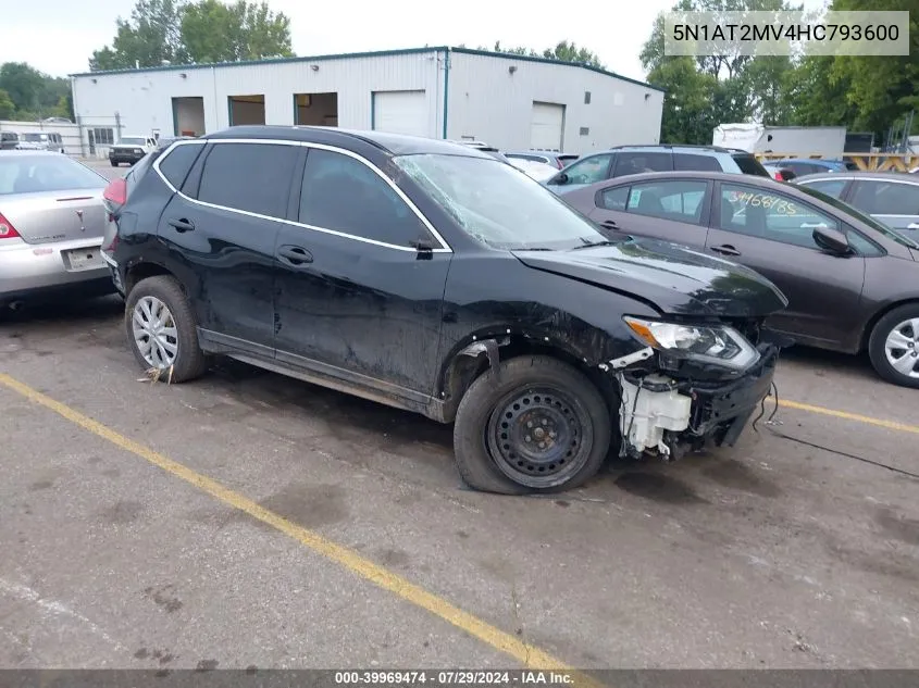 2017 Nissan Rogue S VIN: 5N1AT2MV4HC793600 Lot: 39969474