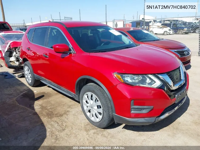 2017 Nissan Rogue S VIN: 5N1AT2MV7HC840702 Lot: 39989596