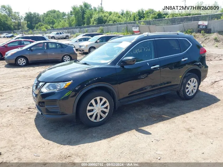 2017 Nissan Rogue S VIN: JN8AT2MV7HW260809 Lot: 39992702