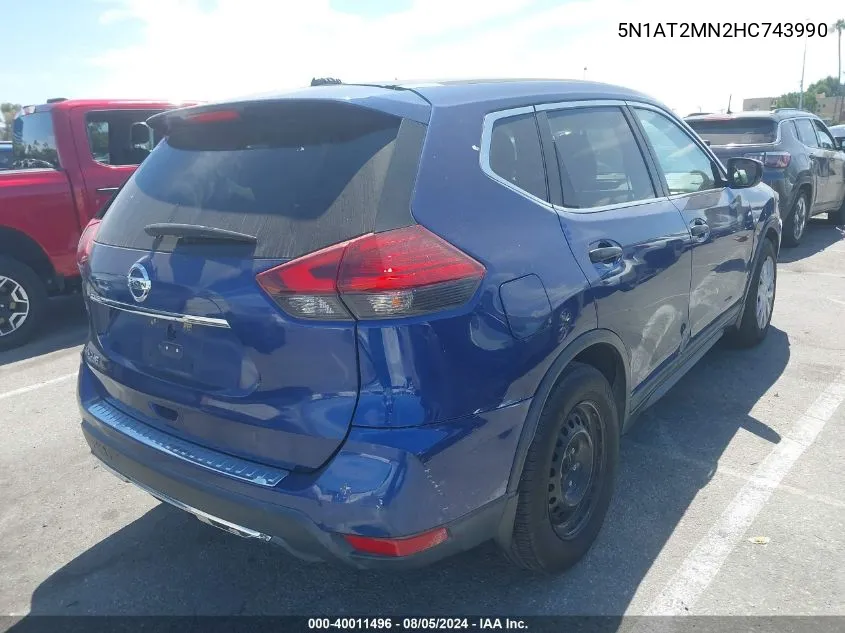 2017 Nissan Rogue S VIN: 5N1AT2MN2HC743990 Lot: 40011496