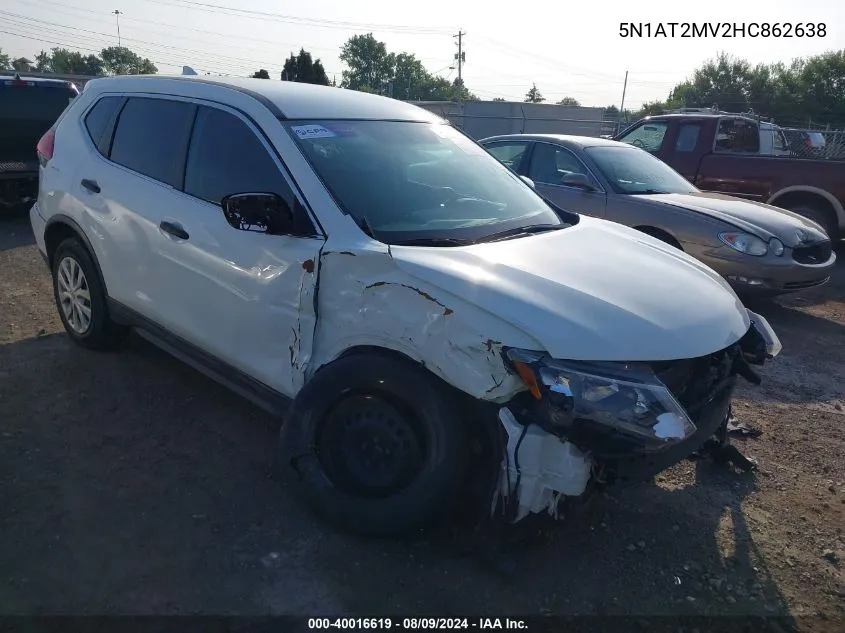 2017 Nissan Rogue S VIN: 5N1AT2MV2HC862638 Lot: 40016619