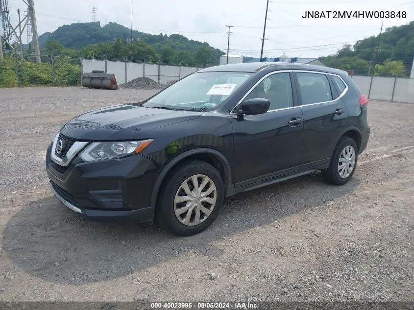 2017 Nissan Rogue S VIN: JN8AT2MV4HW003848 Lot: 40023995