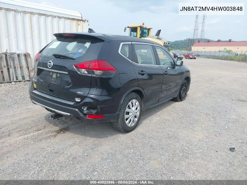 2017 Nissan Rogue S VIN: JN8AT2MV4HW003848 Lot: 40023995