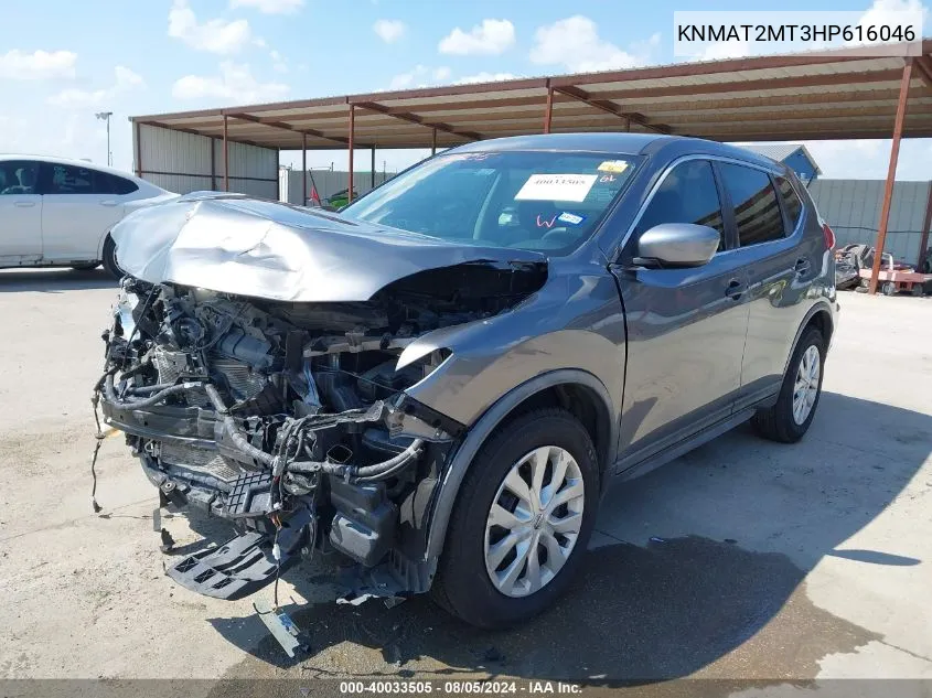 2017 Nissan Rogue S VIN: KNMAT2MT3HP616046 Lot: 40033505