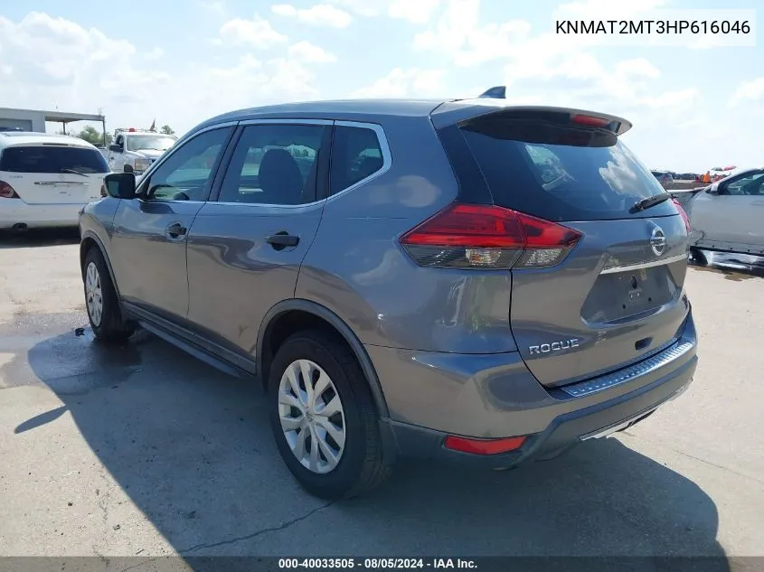 2017 Nissan Rogue S VIN: KNMAT2MT3HP616046 Lot: 40033505