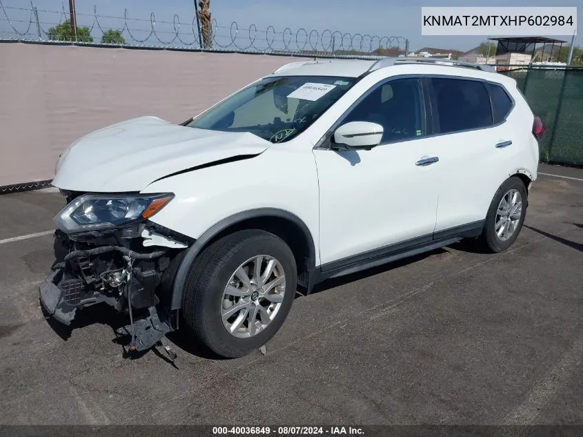 2017 Nissan Rogue Sv VIN: KNMAT2MTXHP602984 Lot: 40036849