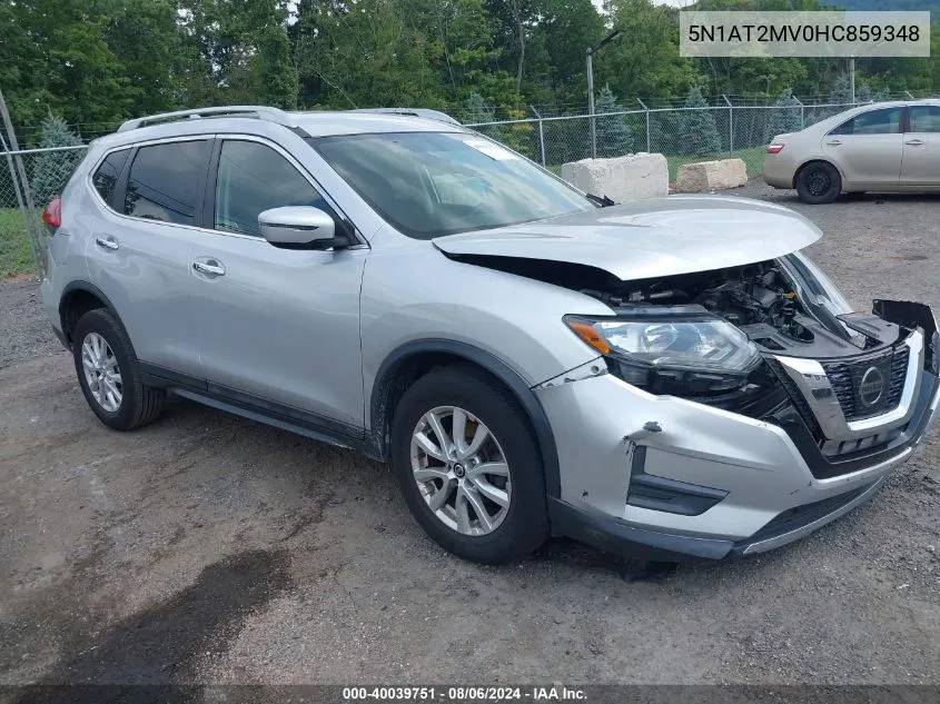 2017 Nissan Rogue Sv VIN: 5N1AT2MV0HC859348 Lot: 40039751