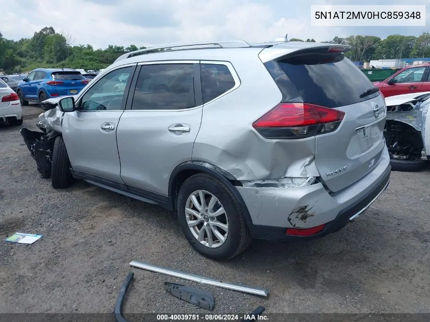 2017 Nissan Rogue Sv VIN: 5N1AT2MV0HC859348 Lot: 40039751