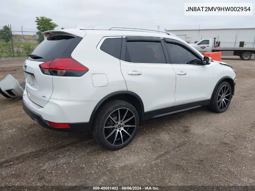 2017 Nissan Rogue S VIN: JN8AT2MV9HW002954 Lot: 40051402