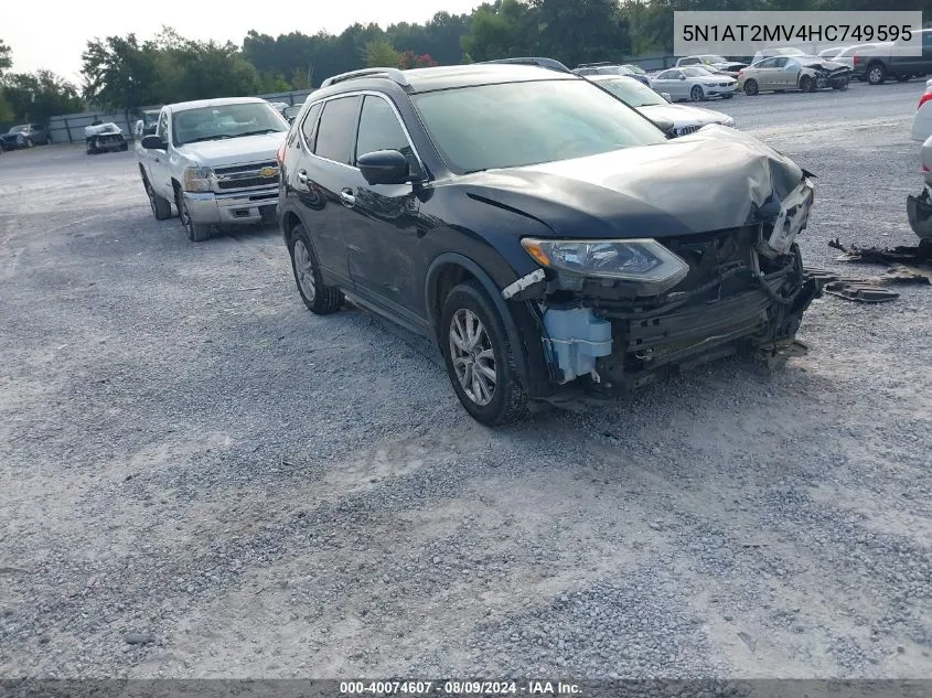 2017 Nissan Rogue Sv VIN: 5N1AT2MV4HC749595 Lot: 40074607