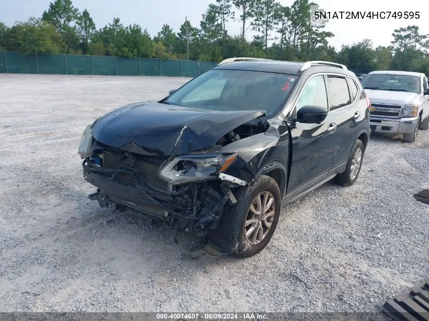 2017 Nissan Rogue Sv VIN: 5N1AT2MV4HC749595 Lot: 40074607