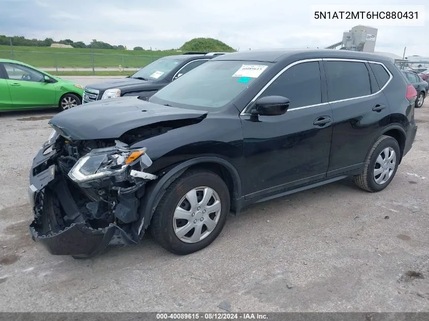 2017 Nissan Rogue S/Sl/Sv VIN: 5N1AT2MT6HC880431 Lot: 40089615