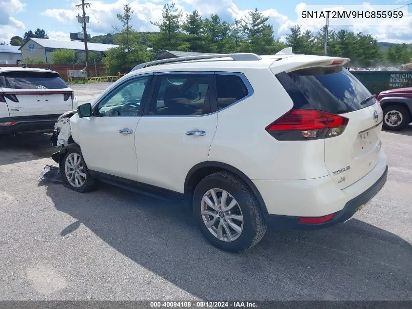 2017 Nissan Rogue Sv VIN: 5N1AT2MV9HC855959 Lot: 40094108