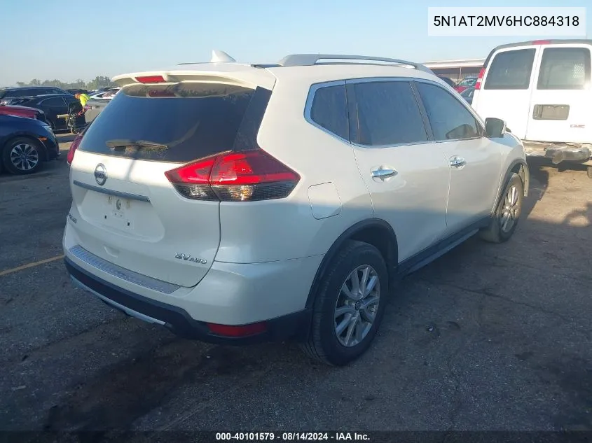 2017 Nissan Rogue Sv VIN: 5N1AT2MV6HC884318 Lot: 40101579