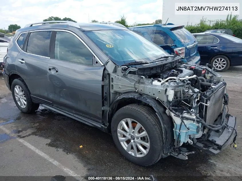 2017 Nissan Rogue Sv VIN: JN8AT2MV7HW274113 Lot: 40118136