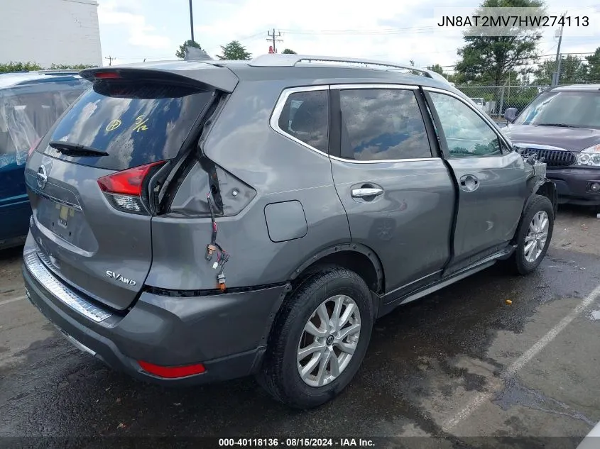 JN8AT2MV7HW274113 2017 Nissan Rogue Sv