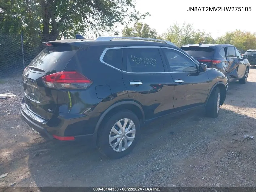 2017 Nissan Rogue S VIN: JN8AT2MV2HW275105 Lot: 40144333