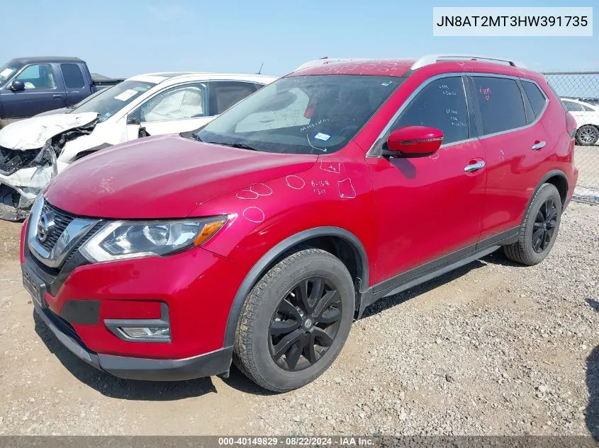 2017 Nissan Rogue Sv VIN: JN8AT2MT3HW391735 Lot: 40149829