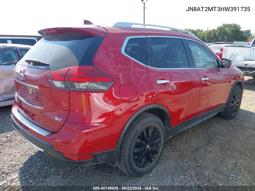 2017 Nissan Rogue Sv VIN: JN8AT2MT3HW391735 Lot: 40149829